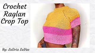 Crochet Raglan Crop Top (XS-3XL)