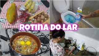 rotina do lar | lavei o banheiro | fiz janta e limpei a cozinha