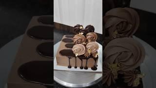 Chocolate square rosette cakedecoration ideas #squarecake #shorts #youtubeshorts #viral #trending