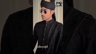 black mesoori classic turban  style sherwani | #mensfashion #viral #groom #sherwani