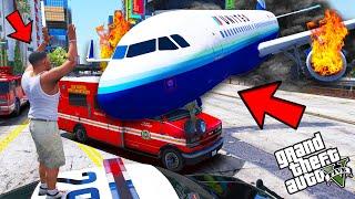 Franklin Risks EVERYTHING To Stop a PLANE CRASH In GTA 5 | SHINCHAN and CHOP