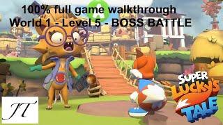 Super Lucky’s tale - World 1 - Boss battle (final level) 100% walkthrough - all clovers - world 2?