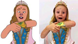 Nastya and dad turned into princesses | Funny Drawing meme | Like Nastya