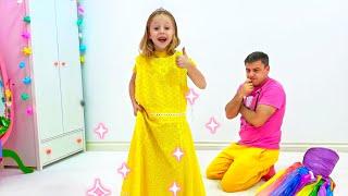 Nastya and dad are preparing a dress for a princess party