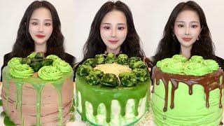 AsmrEating Chocolate Matcha Mousse (Soft And Waxy Sound) 크림丨먹방丨Mukbang丨Satisfying丨Eatings