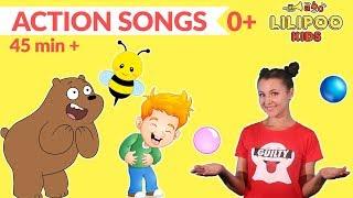 Action songs 45 min+|Action dance songs+more songs for kids