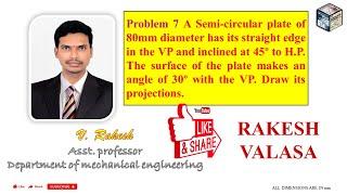 problem 7 projections of planes(Semicircle) solutions in AutoCAD (Engineering Drawing by N.D.BHATT)