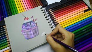 Make a cup cake || colour pencil drawing || art by kruti patel