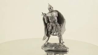 Russian warrior with sword, metal sculpture. Collection 54mm miniature tin toy soldier figurine