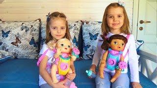 Мисс Кейти и Настя КАК МАМА с куклами Baby Alive Кормят одевают Катают в коляске КУКЛЫ пупсики