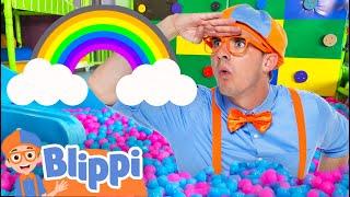 Indoor Playground Adventures with Rainbow Slime Games! - Blippi | Educational Videos for Kids