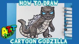 How to Draw CARTOON GODZILLA!!!