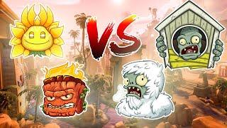 Sunflower Queen and Giga Torchwood vs Yeti and House Gargantuar | Plants Vs Zombies GW2