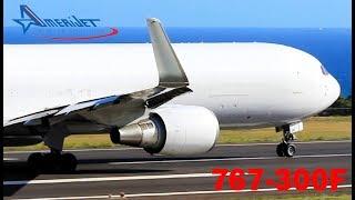 Winglets !!! Amerijet all white 767-300F departing St. Kitts for Miami