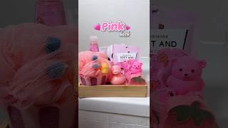 Pink bath routine asmr 🩷What color next? #asmr #bathtime #asmrsoap #bathroomdecor #asmrsounds