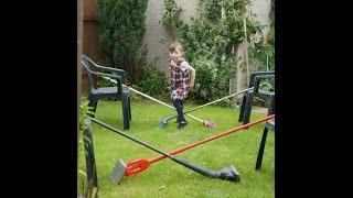 Lexie show jumping in the garden