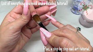 Step by step acrylic nails tutorial for beginners | Candy cane sweater nail art for the Holidays