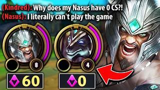 I made this poor Nasus stay at 0 CS for nearly TEN MINUTES straight...