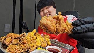 야식 메뉴 BHC 핫후라이드 치킨 닭다리로 주문해서 먹방!! [ Chicken Mukbang ]