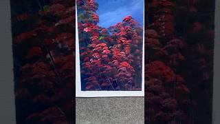 Red tree ! Beautiful painting technique / bob Ross painting technique #art #painting #bobross