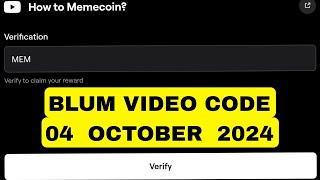 How To Memecoin? Blum Video Code | Blum Youtube Video Code | How To Memecoin? Blum Video Code Today