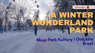 A Walk in A Winter Wonderland Park in Brest [4K] #winter #park #wonderland #belarus