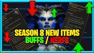 Diablo 4 Season 8 Class Balance Update Nerfs / Buffs And NEW Uniques ALL CLASSES PTR SEASON 8