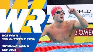  Noe Ponti breaks  WORLD RECORD in Heats | 50m Butterfly | Swimming World Cup