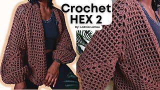 Crochet Hex 2 Cardigan XS-5XL + Pattern