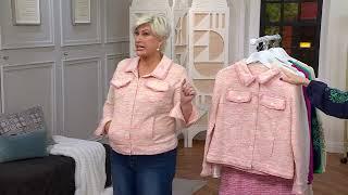 Belle by Kim Gravel Class & Sass Knit Tweed Jean Jacket on QVC