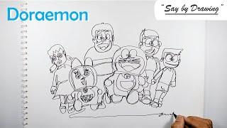 How to Draw Doraemon || One Line Drawing || Andi Yudha's Line Art