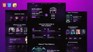 How to  Create Website In HTML CSS and JavaScript | Responsive NFT website HTML CSS
