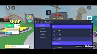 Roblox Destruction Simulator script inf coin inf XP