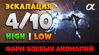 EVE Online. ФАРМ 4/10 ЭСКАЛАЦИИ  в хай и лоу секторах на альфе.