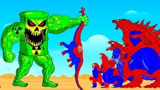 ALL Team SPIDER GODZILLA & KONG, DINOSAUR Vs BOSS MONSTER RADIATION: Eat Wild Mushrooms