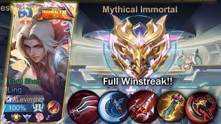 LING LORD SHEN FASTHAND GAMEPLAY TO REACH MYTHIC IMMORTAL!! | LING BEST BUILD & EMBLEM 2024 - MLBB