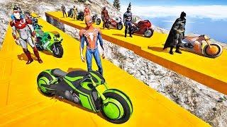 HOMEM ARANHA BATMAN E HOMEM DE FERRO COM SUPER MOTOS! DESAFIO DE MOTOS COM SUPER HERÓIS - IR GAMES