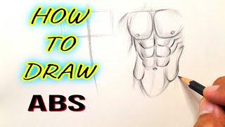 How to draw Abs step by step | Drawing Abdominal Muscles for beginners | Anatomy Drawing Tutorial