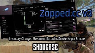 Zapped.cc v3 CSGO CHEAT FULL SHOWCASE | Movement Recorder, Inventory Changer, Walkbot & more