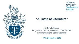 A Taste of Literature | Ideas Exchange at St Mary's University