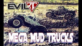 RC MEGA TRUCKS!!!  MUD TRUCKING  EVIL RC   Axial SMT10 MEGA TRUCK