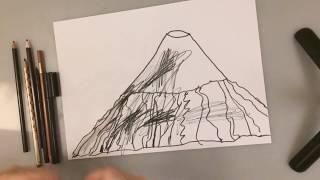 Как рисовать вулкан - How to draw a volcano