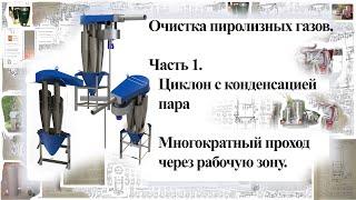 Очистка пиролизных газов. Часть 1. Циклон с конденсацией пара. Частично закольцованный поток газа.