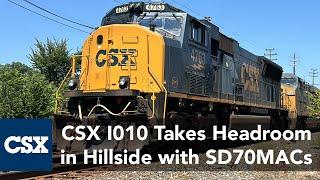 CSX I010 Takes Headroom at Hillside on the Conrail Lehigh Line with SD70MACes and an ES40DC 8/23/24