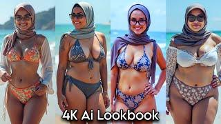 [4K] AI Model Lookbook Hijab | Maldives Beach | Modest Fashion Meets Modern Style