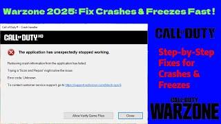 Warzone 2025 Crashing? Fix Freezes & Errors Fast (Step-by-Step) 