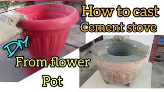 DIY/ how to cast cement stove with a flower pot