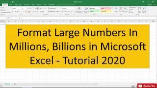 How to Convert Number into Millions ,  Billions in Excel