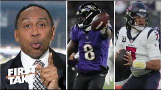 FIRST TAKE | Lamar Jackson will throws 5 TD tonight! - Stephen A. claims Ravens will DESTROY Texans