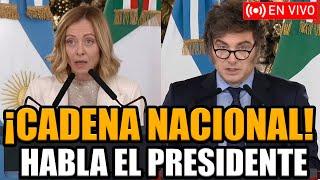 URGENTE MILEI EN VIVO CADENA NACIONAL CON GEORGIA MELONI ¡NUEVO IMPERIO ROMANO!